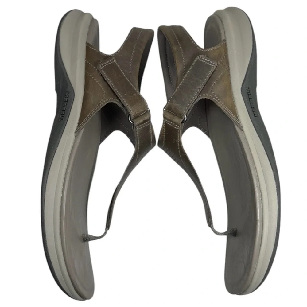 Merrell Tideriser Luna Leather Adjustable T-Strap Brindle Thong Sandals Size 10 - Picture 4 of 15